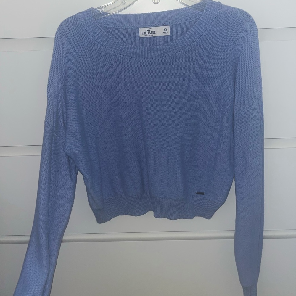 Hollister Blue Sweater Crewneck Crop